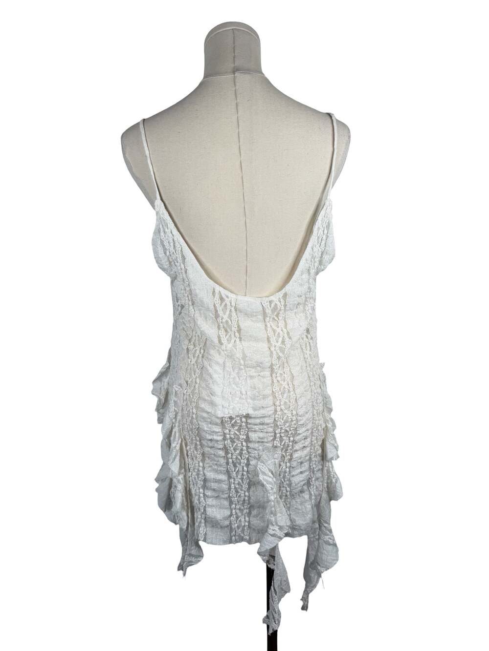 Zara White Lace Ruffle Hem Camisole Tank Top Large NWT - Picture 6 of 6